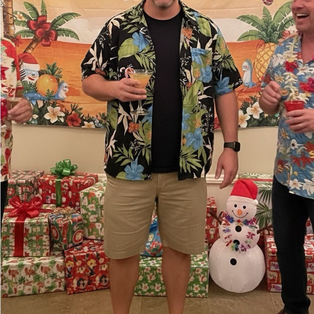 🌺 Island Passport 2XL Hawaiian Aloha Shirt | Black Tropical Floral Paradise